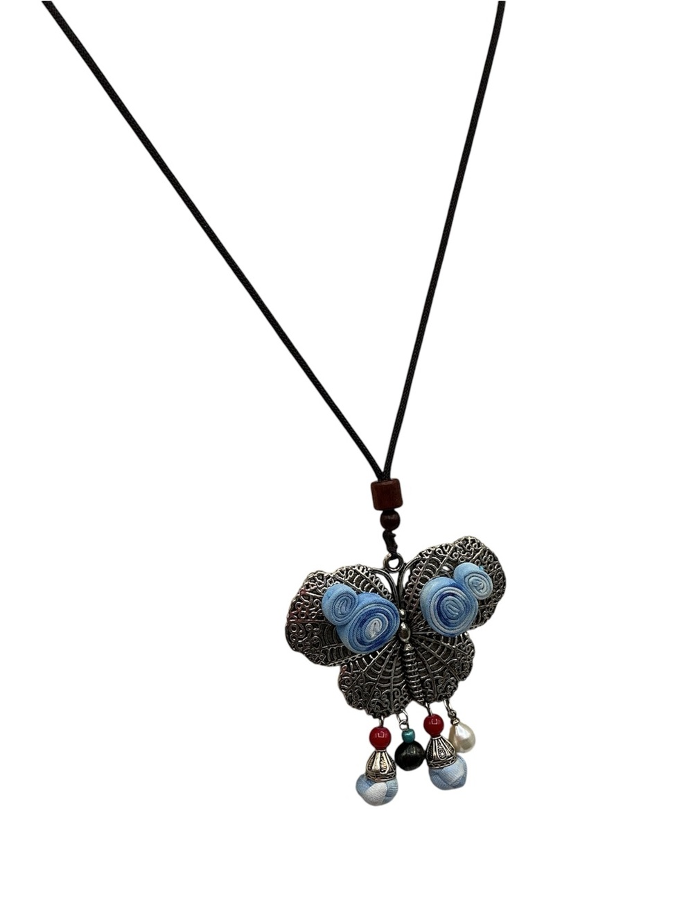 Bohemian Handcrafted Blue Butterfly Pendant Necklace